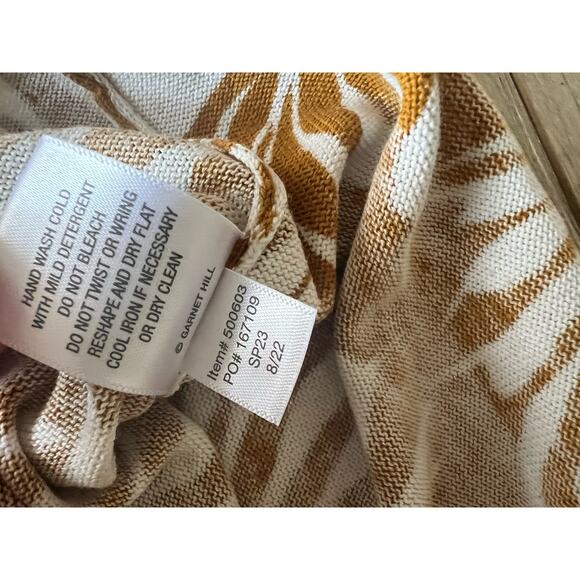 Women's Leaf Print Sweater - Mustard and White - Picture 9 of 9